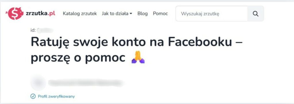 zrzuyka ratowanie konta na facebooku