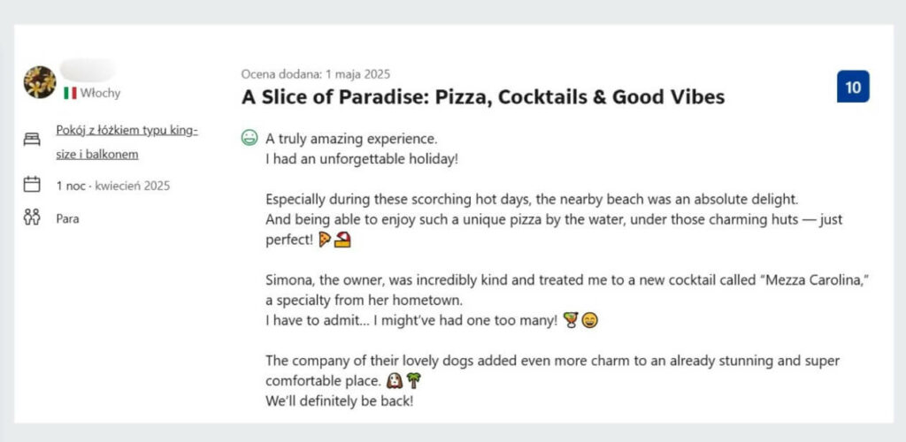 sfałszowana opinia booking.com