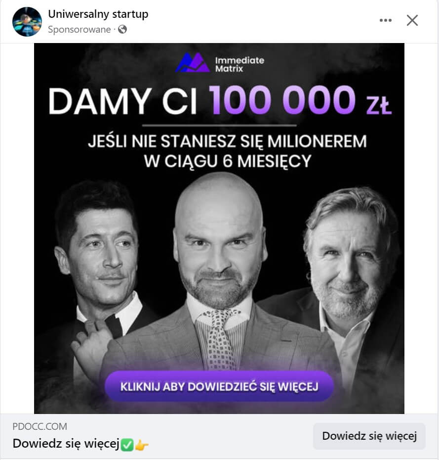 rafał brzoska meta fałszywa reklama