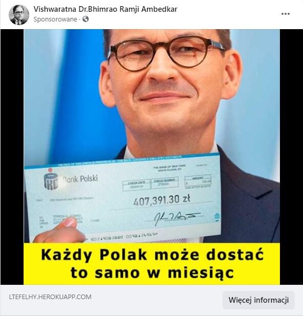 Mateusz Morawiecki reklama META hakerzy